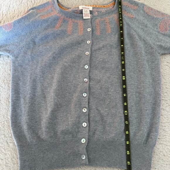 SUNDANCE Womens Gray Classic Cardigan Button Down Sweater Beaded Boho Floral M - Picture 9 of 10